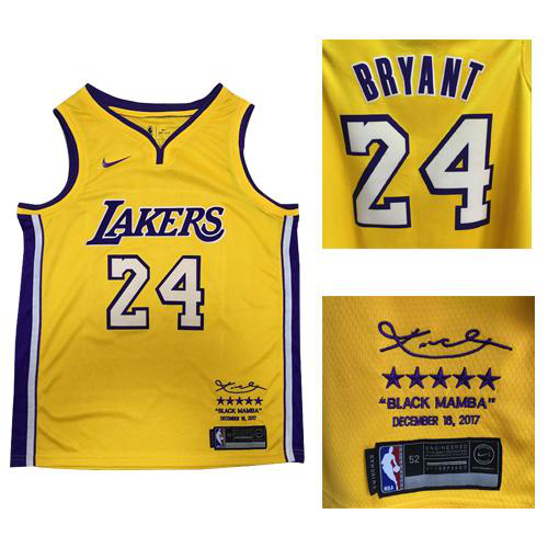 Men's Nike Los Angeles Lakers #24 Kobe Bryant Gold Swingman