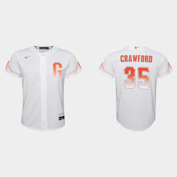 Youth San Francisco Giants #35 Brandon Crawford White 2021 City Connect Jersey