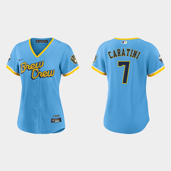 Women's Milwaukee Brewers #7 Victor Caratini Powder Blue 2022 City Connect MLB Jersey