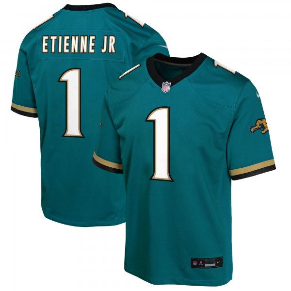 Youth Jacksonville Jaguars #1 Travis Etienne Jr Nike Teal Prowler Throwback Limited Jersey