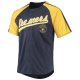 Men's Milwaukee Brewers Stitches Navy Button-Down Raglan Replica Jersey