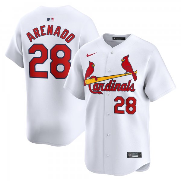 Men's St. Louis Cardinals #28 Nolan Arenado Nike White Home Limited Player Jersey