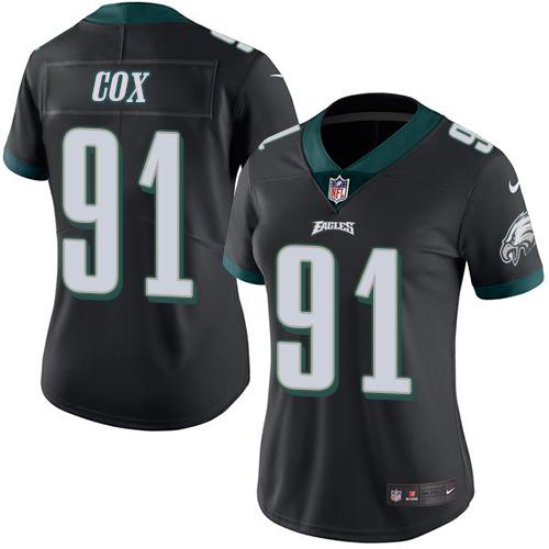 Nike Philadelphia Eagles #91 Fletcher Cox Black Women's Stitched NFL Limited Rush Jersey