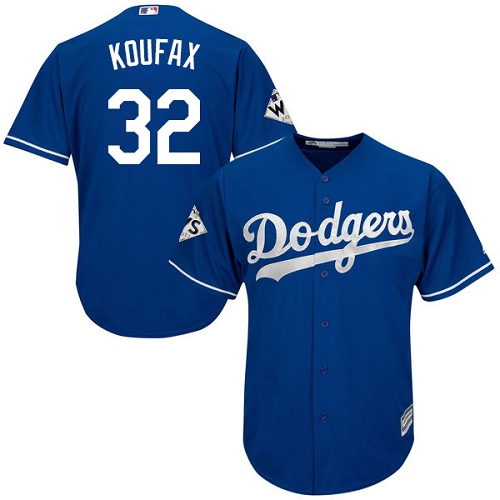 Men's Los Angeles Dodgers #32 Sandy Koufax Blue Cool Base 2017 World Series Bound Stitched MLB Jersey