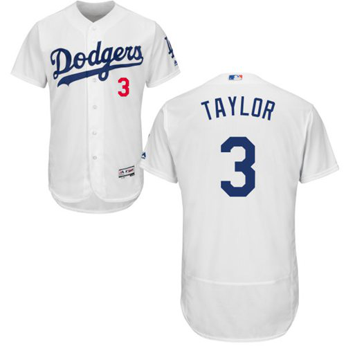 Dodgers #3 Chris Taylor White Flexbase Collection Stitched MLB Jersey