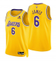 Men's Los Angeles Lakers #6 Lebron James Yellow Icon 2021-22 Diamond 75th Anniversary NBA Jersey