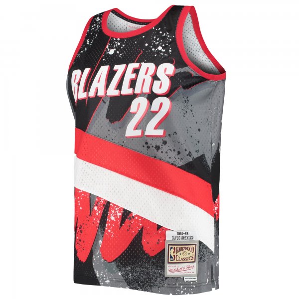 Men's Portland Trail Blazers Clyde Drexler Mitchell & Ness Black Hardwood Classics 1991/92 Hyper Hoops Swingman Jersey