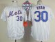 New York Mets #30 Nolan Ryan White(Blue Strip) Home Cool Base W/2015 World Series Patch Stitched MLB Jersey