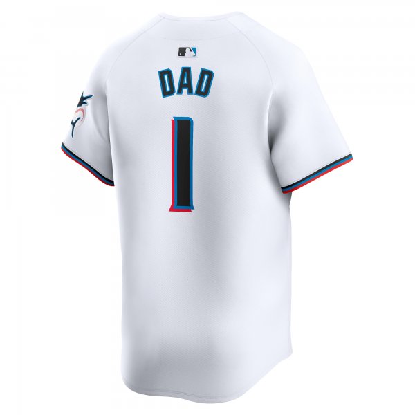 Men's Miami Marlins Nike White #1 Dad Home Limited Jersey