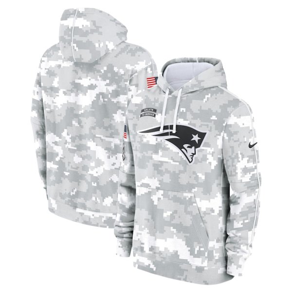 Men's Nike Arctic Camo New England Patriots 2024 Salute To Service Club Fleece Pullover Hoodie