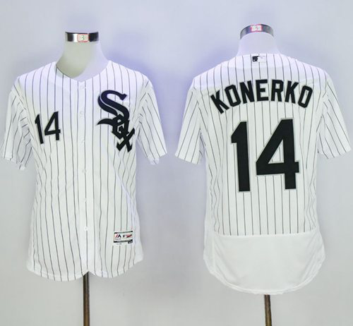 Chicago White sox #14 Paul Konerko White(Black Strip) Flexbase Collection Stitched MLB Jersey