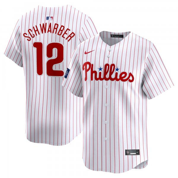 Men's Philadelphia Phillies Kyle Schwarber Nike White 2024 MLB World Tour London Series Home Limited Player Jersey