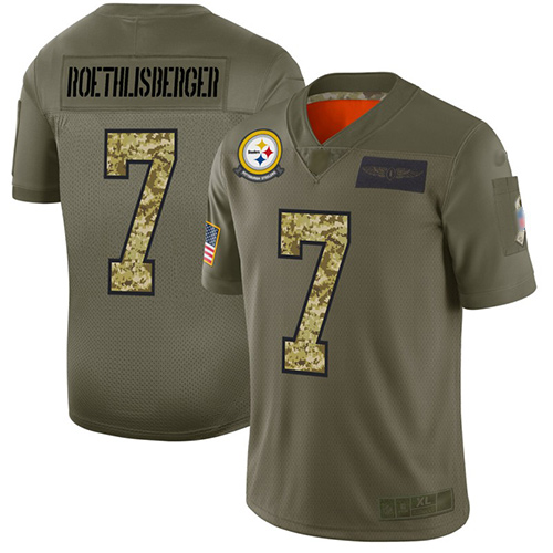 Pittsburgh Steelers #7 Ben Roethlisberger Olive/Camo Men's Stitched NFL Limited 2019 Salute To Service Jersey