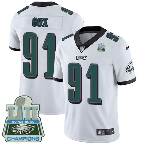 Nike Philadelphia Eagles #91 Fletcher Cox White Super Bowl LII Champions Men's Stitched NFL Vapor Untouchable Limited Jersey