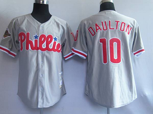 Mitchell And Ness Philadelphia Phillies #10 Royal Daulton Grey Stitched Throwback MLB Jersey