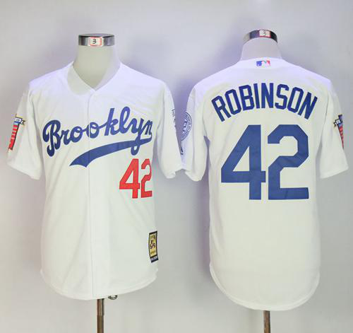 Mitchell And Ness Los Angeles Dodgers #42 Jackie Robinson Stitched White Throwback MLB Jersey