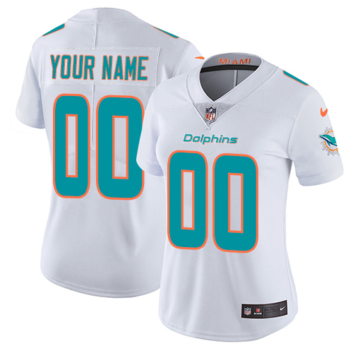 Women's Nike Miami Dolphins Customized White Vapor Untouchable Custom Limited NFL Jersey