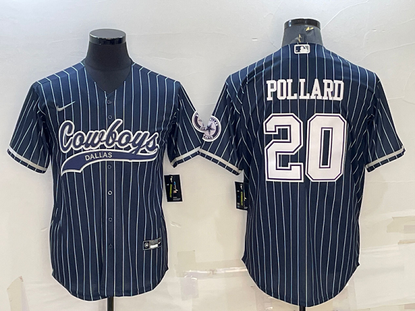 Men's Dallas Cowboys #20 Tony Pollard Blue Stitched Baseball Cool Base Jersey