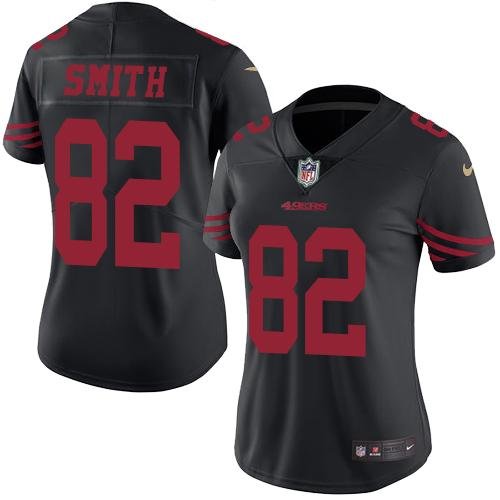 Nike San Francisco 49ers #82 Torrey Smith Black Women's Stitched NFL Limited Rush Jersey