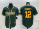 Men's Green Bay Packers #12 Aaron Rodgers Green Stitched Baseball Cool Base Jersey