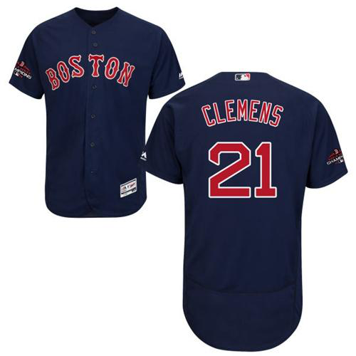 Boston Red Sox #21 Roger Clemens Navy Blue Flexbase Collection 2018 World Series Champions Stitched MLB Jersey