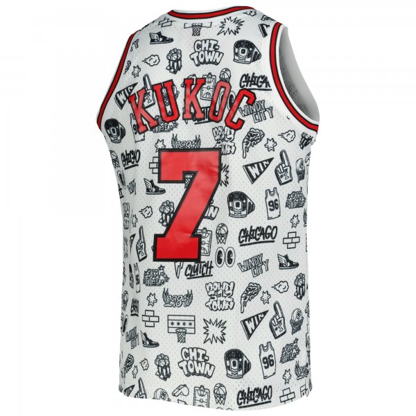 Men's Chicago Bulls Toni Kukoc Mitchell & Ness White 1997/98 Hardwood Classics Doodle Swingman Jersey