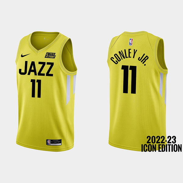 Men's Utah Jazz #11 Mike Conley Jr. 2022-23 Icon Edition Yellow NBA Jersey