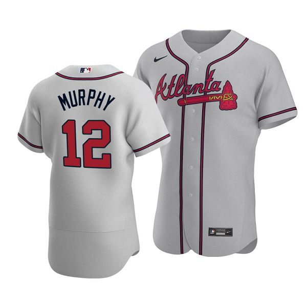 Men's Atlanta Braves #12 Sean Murphy Flex Base Nike Gray Road Jersey