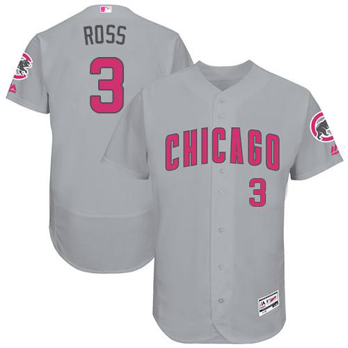 Chicago Cubs #3 David Ross Grey Flexbase Collection Mother's Day Stitched MLB Jersey