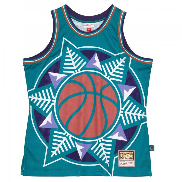 Men's Utah Jazz  Mitchell & Ness Turquoise Hardwood Classics Blown Out Fashion Jersey