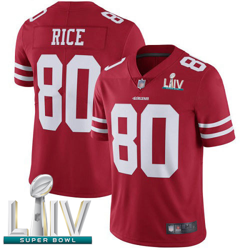 San Francisco 49ers #80 Jerry Rice Red Team Color Super Bowl LIV Bound Youth Stitched NFL Vapor Untouchable Limited Jersey