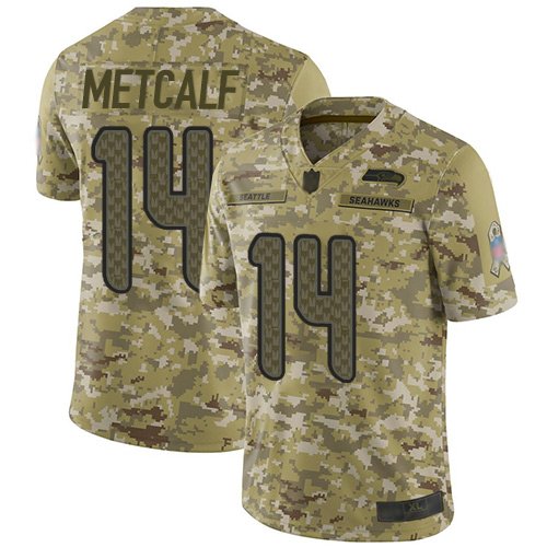 Seattle Seahawks #14 D.K. Metcalf Camo Men's Stitched NFL Limited 2018 Salute To Service Jersey