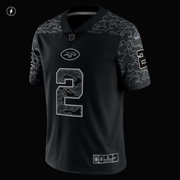 Men's New York Jets Zach Wilson Nike Black RFLCTV Limited Jersey