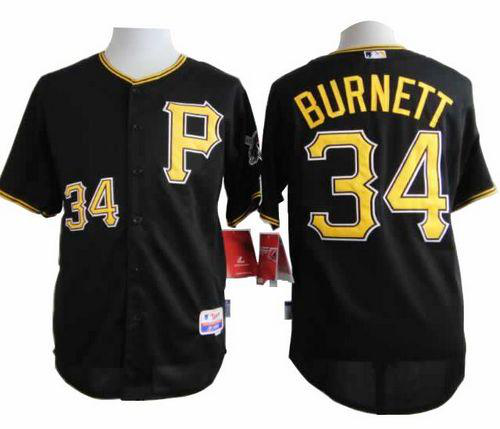 Pittsburgh Pirates #34 A. J. Burnett Black Cool Base Stitched MLB Jersey