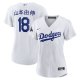 Women's #18 Los Angeles Dodgers Yoshinobu Yamamoto Nike White 2024 World Series Champions Home Japanese Characters  Player Jersey