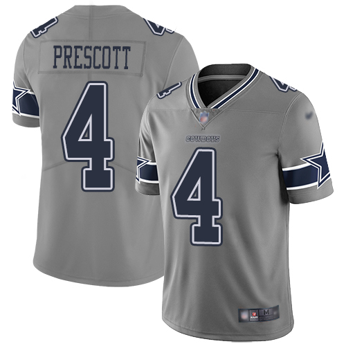 Dallas Cowboys #4 Dak Prescott Gray Men's Stitched NFL Limited Inverted Legend Jersey