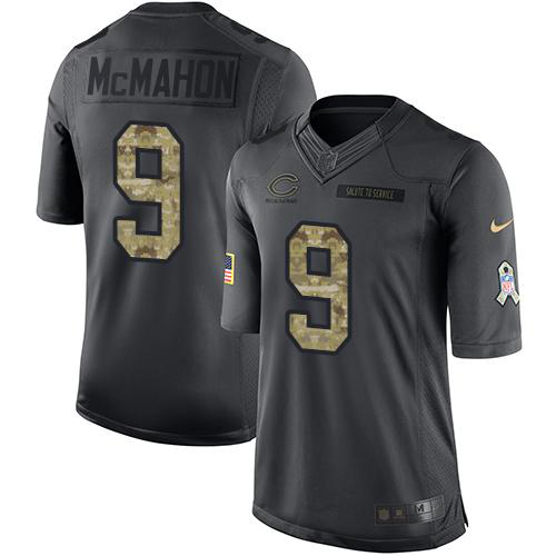 Men's Nike Chicago Bears #9 Jim McMahon Black Stitched NFL Limited 2016 Salute to Service Jersey