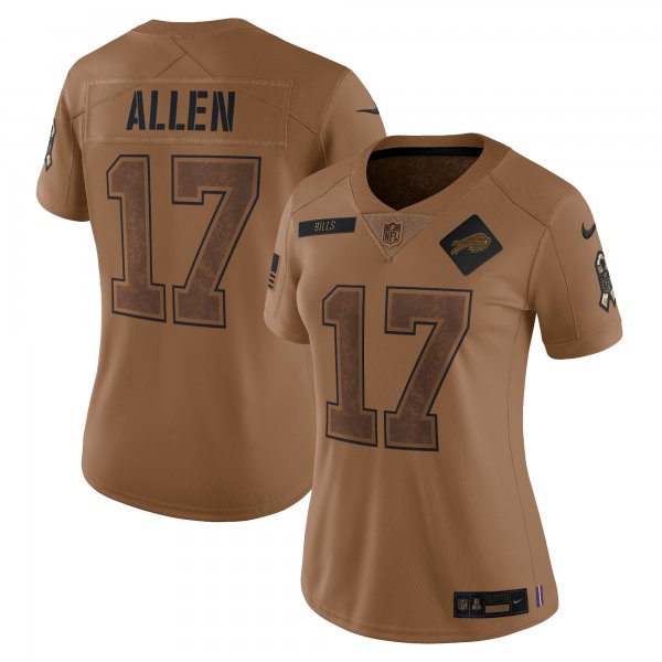 Women's Buffalo Bills #17 Josh Allen Nike Brown 2023 Salute To Service Limited Jersey