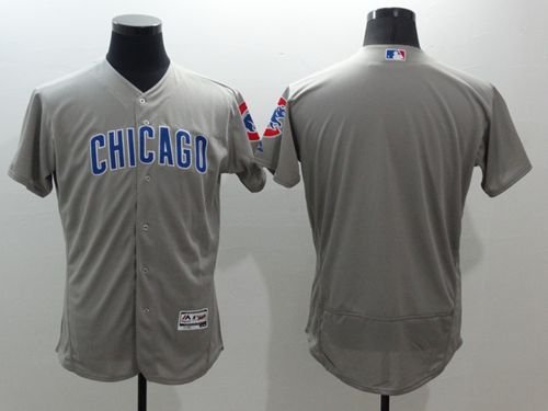 Chicago Cubs Blank Grey Flexbase Collection Road Stitched MLB Jersey