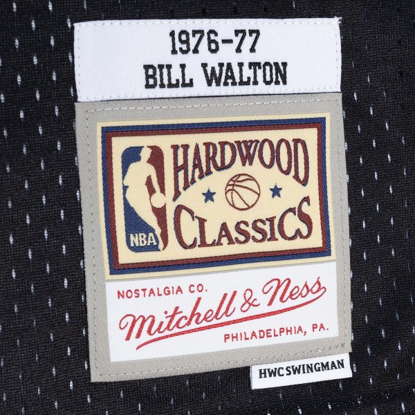 Men's Portland Trail Blazers Bill Walton Mitchell & Ness Red/Black Hardwood Classics 1976/77 Split Swingman Jersey