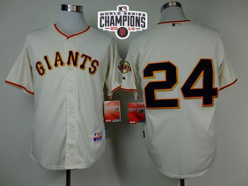 San Francisco Giants #24 Willie Mays Cream Cool Base W/2014 World Series Champions Patch Stitched MLB Jersey