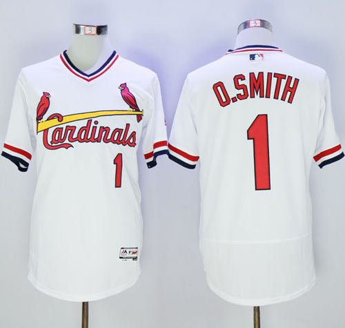 St. Louis Cardinals #1 Ozzie Smith White Flexbase Collection Cooperstown Stitched MLB Jersey