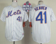 New York Mets #41 Tom Seaver White(Blue Strip) Home Cool Base W/2015 World Series Patch Stitched MLB Jersey