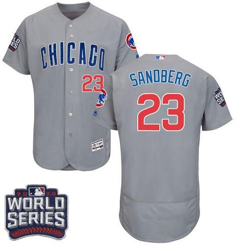 Chicago Cubs #23 Ryne Sandberg Grey Flexbase Collection Road 2016 World Series Bound Stitched MLB Jersey