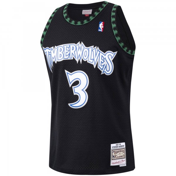 Men's Minnesota Timberwolves Stephon Marbury Mitchell & Ness Black 1997/98 Hardwood Classics Swingman Jersey