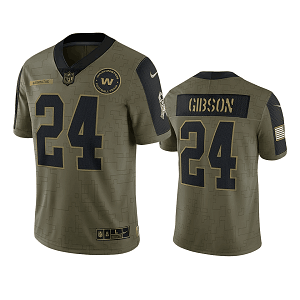 Men's Washington Football Team #24 Antonio Gibson Olive 2021 Salute To Service Limited Jersey