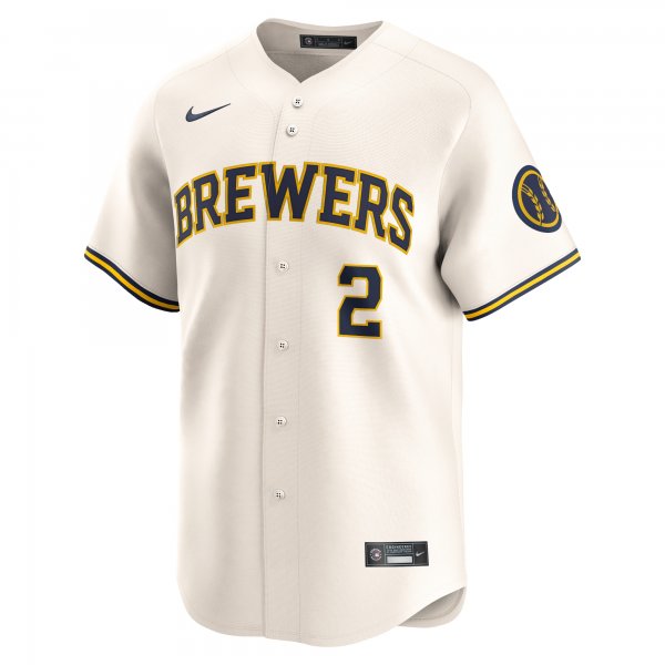 Men's Milwaukee Brewers Brice Turang Nike Cream Home Limited Player Jersey