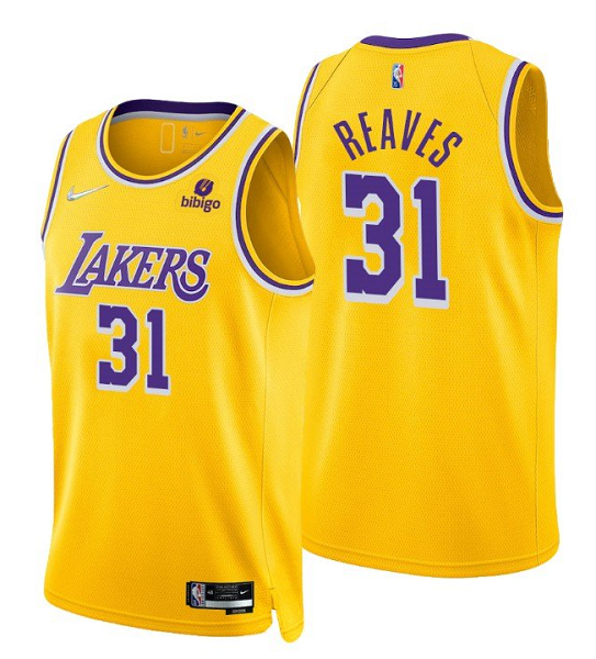 Men's Los Angeles Lakers #31 Austin Reaves Yellow Icon 2021-22 Diamond 75th Anniversary NBA Jersey