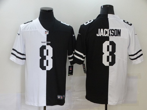 Men's Baltimore Ravens #8 Lamar Jackson White Black Peaceful Coexisting 2020 Vapor Untouchable Stitched NFL Nike Limited Jersey