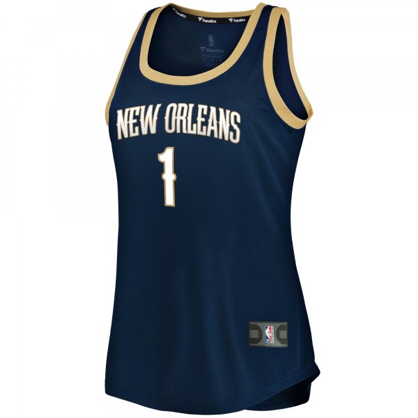 Women's New Orleans Pelicans Zion Williamson Fanatics Navy Fast Break Team Tank Jersey - Icon Edition